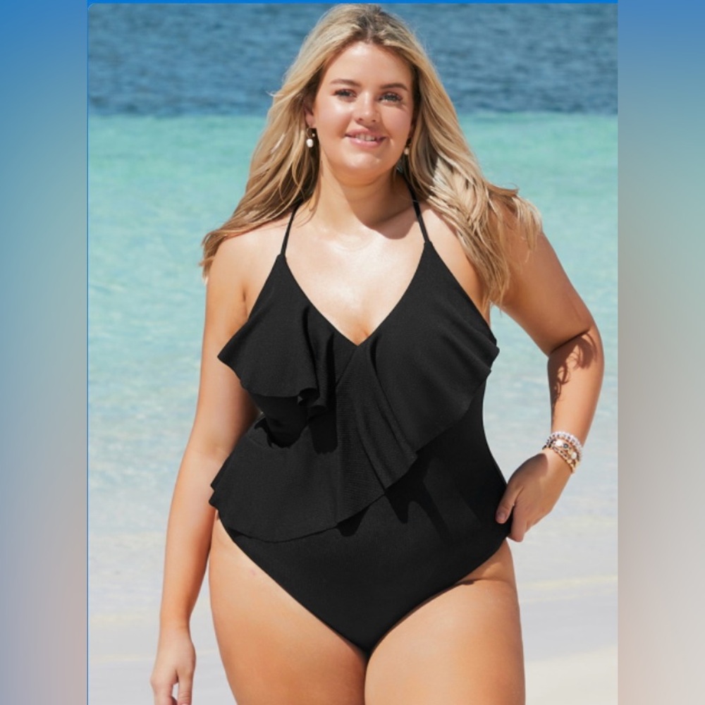 *NWT* Popvil black swimsuit, size 2X swimsuit, one piece swim, black swimsuit